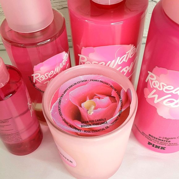 VICTORIA'S SECRET PINK ROSEWATER REVITALIZE BODY CARE 5-PIECE SET NEW - Picture 9 of 16